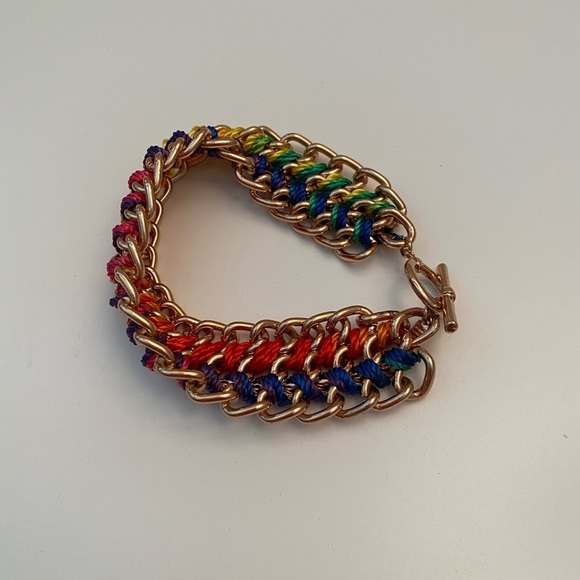 Gold And Rainbow Chain Link Bracelet Set. - Picture 3 of 7
